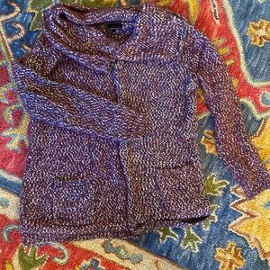 Open cardigan sweater with front pockets , purples